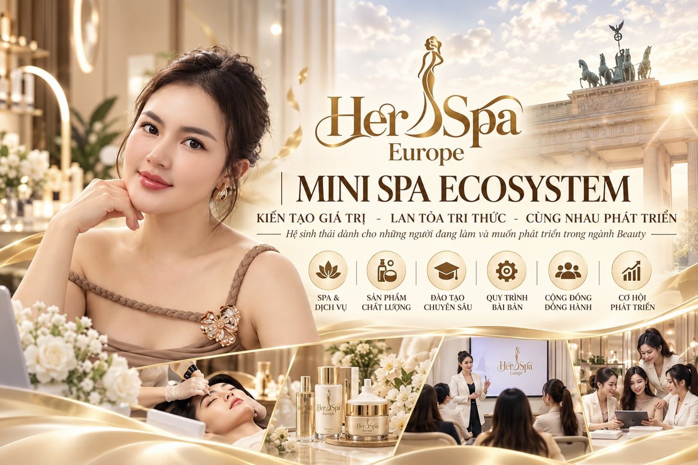Her S Spa Europe Mini Spa Ecosystem: spa và dịch vụ, sản phẩm, đào tạo, quy trình, cộng đồng, cơ hội phát triển