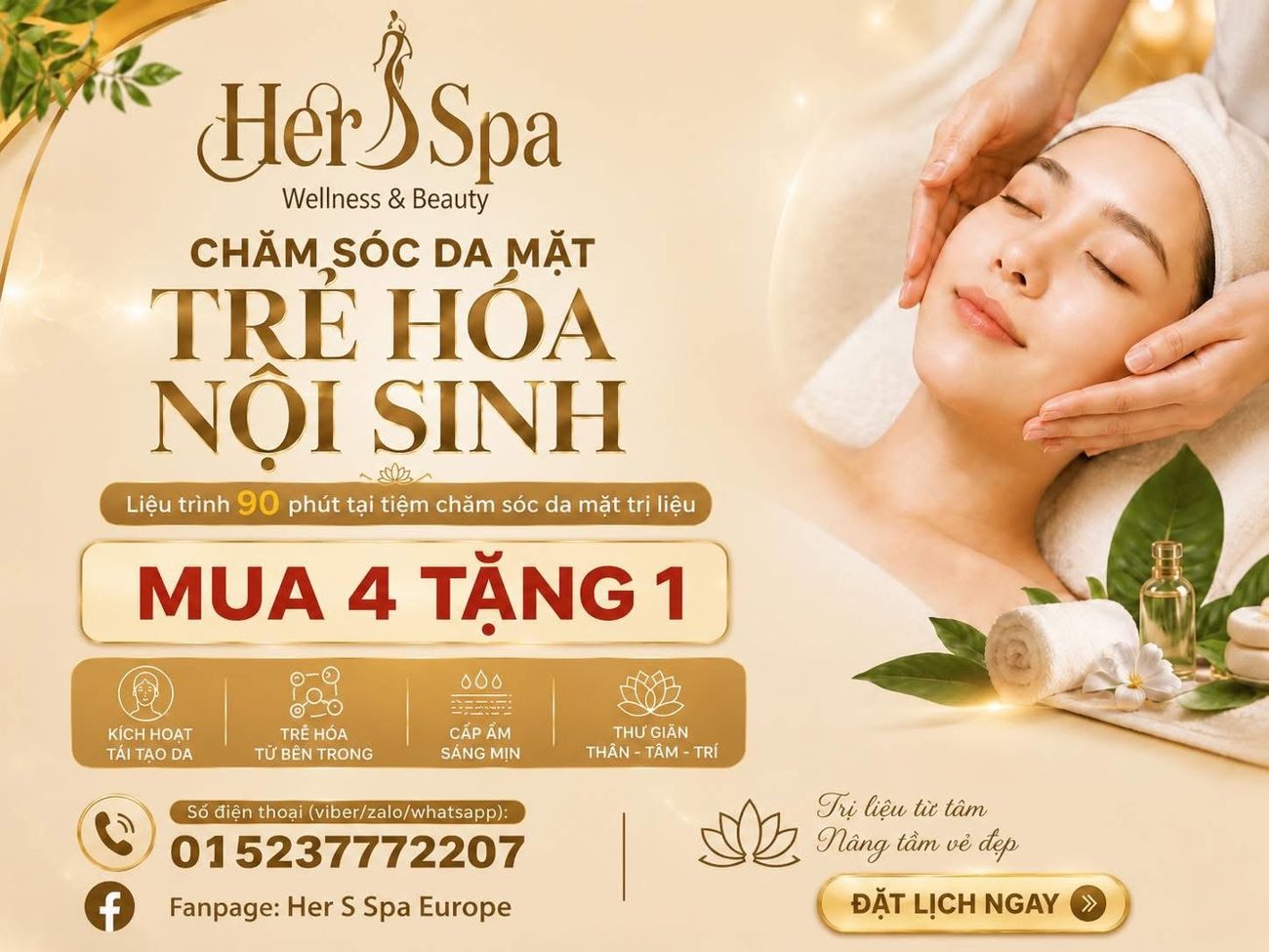 Poster chăm sóc da mặt trẻ hoá nội sinh 90 phút