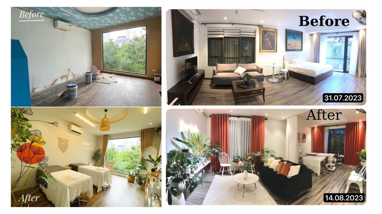 Trước và sau khi cải tạo căn phòng thành Mini HomeSpa, 31.07 đến 14.08.2023