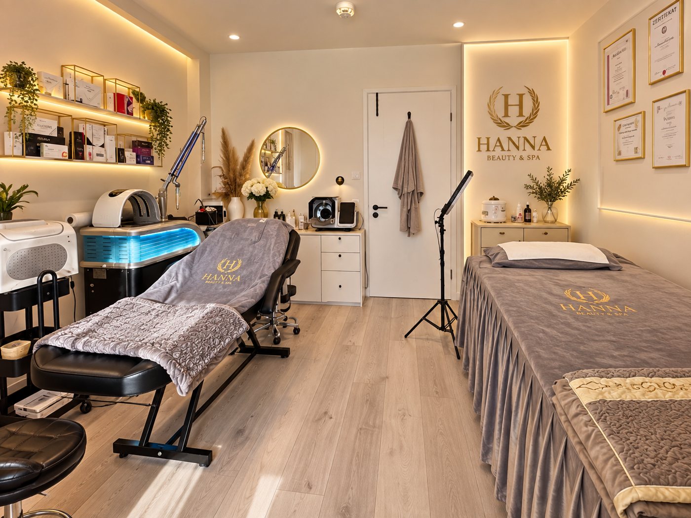 Phòng trị liệu Hanna với giường chăm sóc da và thiết bị